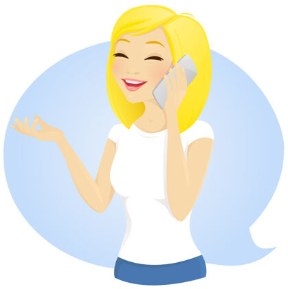 通讯快乐的女孩在打电话电话笑说话泡泡