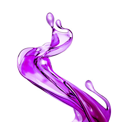 飞溅清澈的紫色液体飞溅水新鲜渲染
