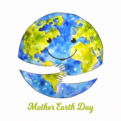 自然水彩地球母亲日插画插图全球生态系统