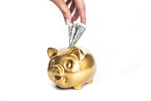 会计黄金存钱罐和美元独立-省钱的概念商业 金融概念经济金融退休