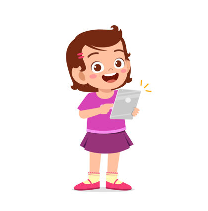 孩子可爱的小女孩使用智能手机和互联网小玩意女孩媒体