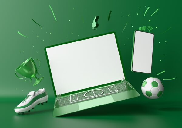 笔记本电脑足球智能手机和笔记本电脑手机足球球门