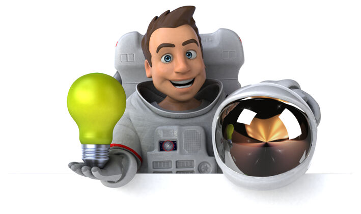 角色有趣的宇航员三维插图宇宙未来宇航员