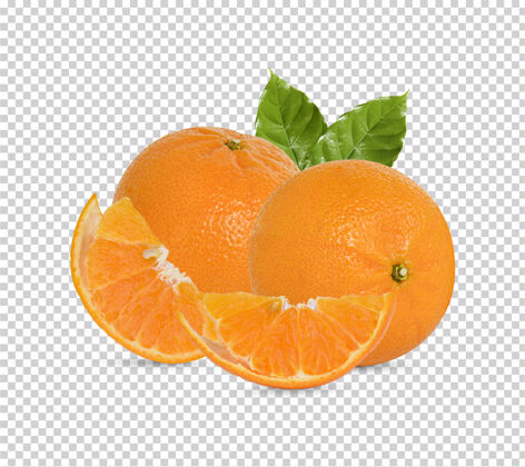橙子新鲜的橘子和孤立的叶子美味多汁漂亮