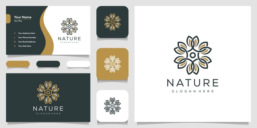 设置自然标志设计和名片自然企业形象模板
