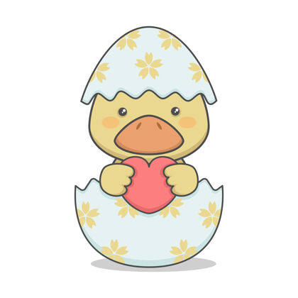 卡通复活节彩蛋里可爱的小鸭鸭可爱蛋