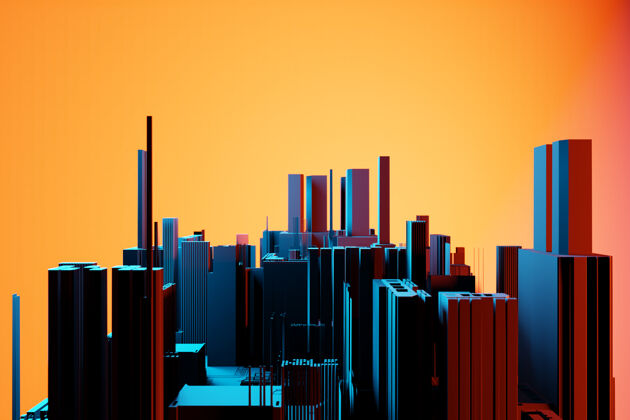 摩天大楼市中心商业区摩天大楼广场形状组成几何抽象现代办公楼的通用城市插图场景办公室现代