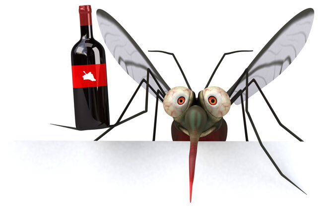 吮吸蚊子-三维插图动物剪接路径葡萄酒