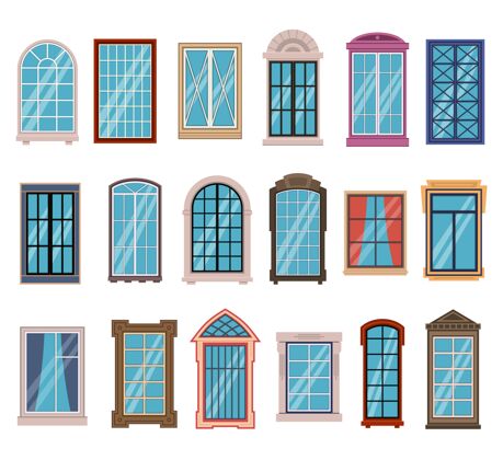 五颜六色平窗框窗户塑料房子