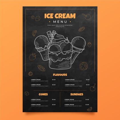 雕刻手工雕刻冰激凌黑板菜单模板冰淇淋菜单甜点