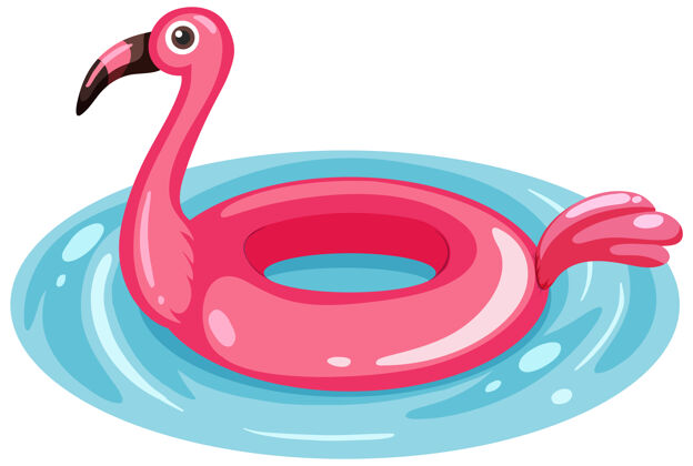 动物火烈鸟游泳圈在水中孤立生活生物热