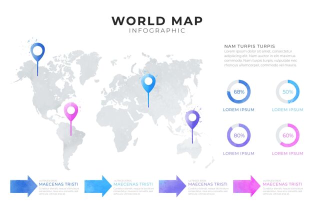 图表世界地图信息图表信息图彩色世界地图