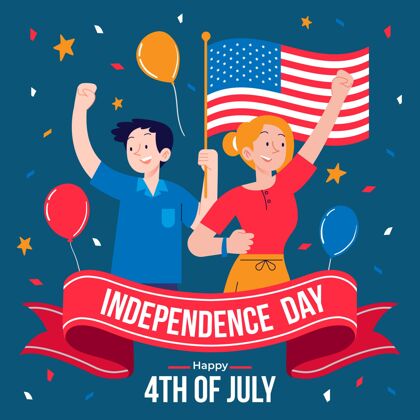 7月4日手绘七月四日独立日插画独立日快乐美国活动