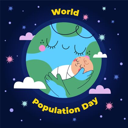 7月11日世界人口日庆祝插画问题平面设计全球