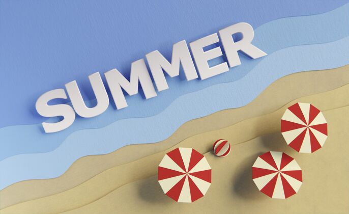 组成夏季静物元素组合热海滩夏天季节