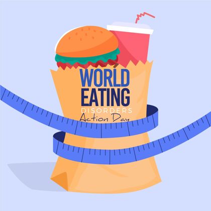 6月2日平面世界饮食失调行动日插画平面设计全球饮食失调