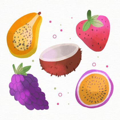 美食手绘美味水果系列食品套餐水彩画