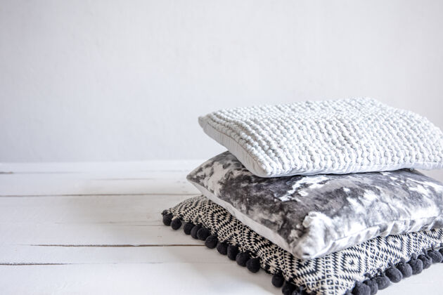 时尚一套北欧极简风格的装饰枕头靠垫白色特写