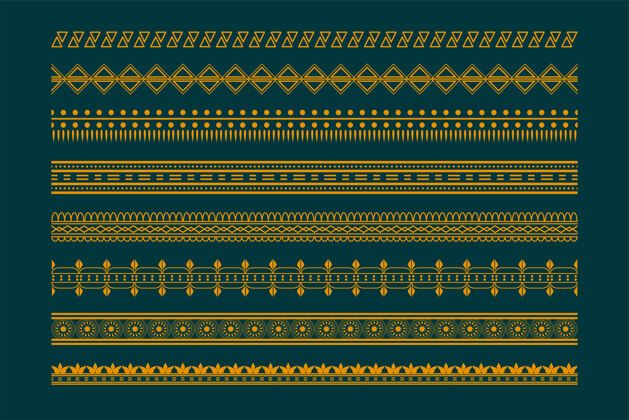 边框民族波西米亚风格的边界模式集花丝线条时尚