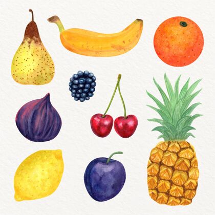 美味手绘水彩画水果系列健康包装美味