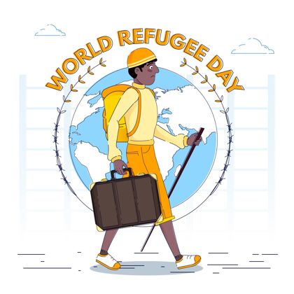 冲突有机平面世界难民日插画国际意识全球