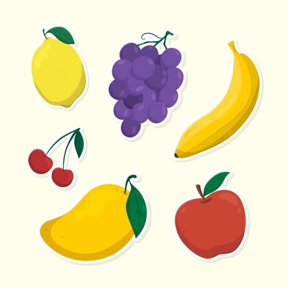 健康手绘水果系列扁平设计手绘扁平