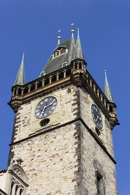 钟楼布拉格捷克共和国尖塔布拉格时间