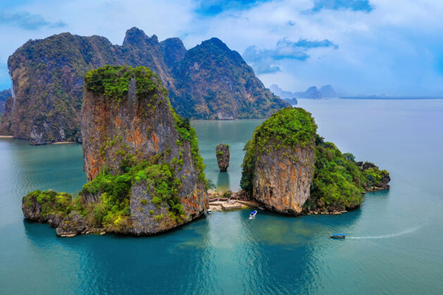 水晶泰国攀牙詹姆斯邦德岛鸟瞰图天堂热带泻湖