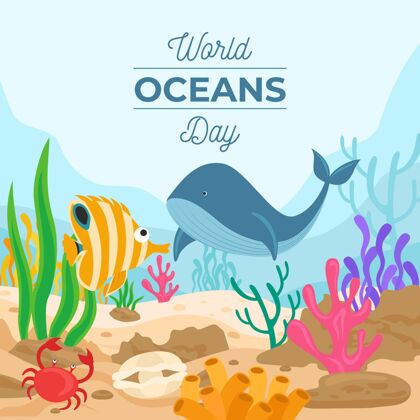 庆典卡通世界海洋日插画生态系统海洋日世界海洋日