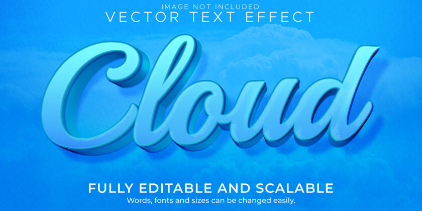 天气云蓝色文字效果 可编辑的空气和天空文字样式字体蓬松排版