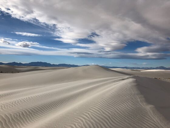 白天新墨西哥州沙漠中被风吹过的沙丘的美丽景色-完美的背景自然风沙地