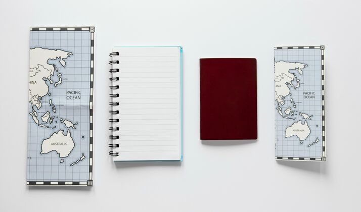 旅游安排笔记本和地图组成上图笔记本