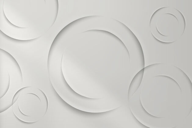 灰色带阴影图案背景的白色圆圈圆图层形式