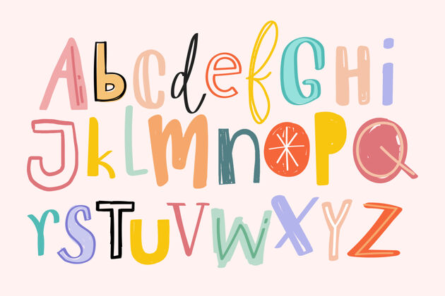 拉丁字母字母手绘涂鸦风格集不同的风格创意抽象