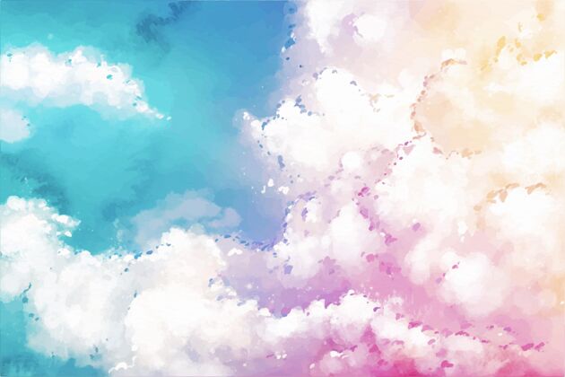 粉彩天空手绘水彩粉彩天空背景墙纸水彩手绘