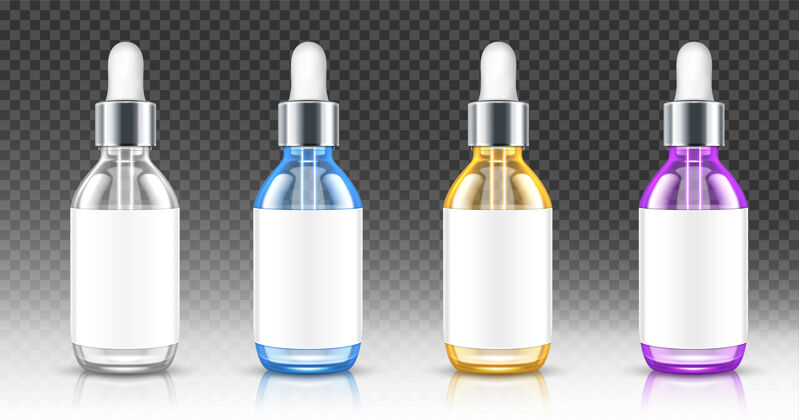 玻璃现实的玻璃瓶与滴管的血清或油胶原蛋白血清烧瓶