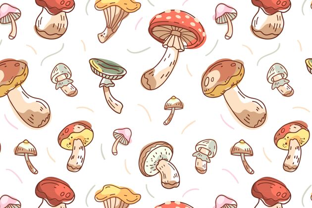 蘑菇手绘蘑菇图案背景墙纸图案