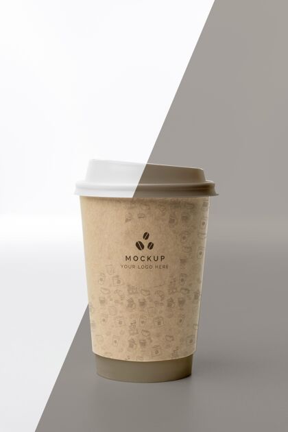 商标模型塑料杯和咖啡模型放在桌子上咖啡模型品牌模型