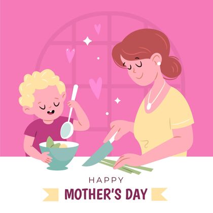 母亲节快乐手绘母亲节插图庆祝母亲节插图爱