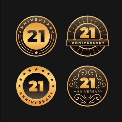 年龄黄金21周年纪念徽章系列庆祝收藏年度