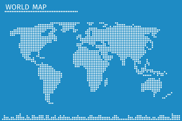 简单地球地球点世界地图全球地理在点模式 轮廓美国圆圈