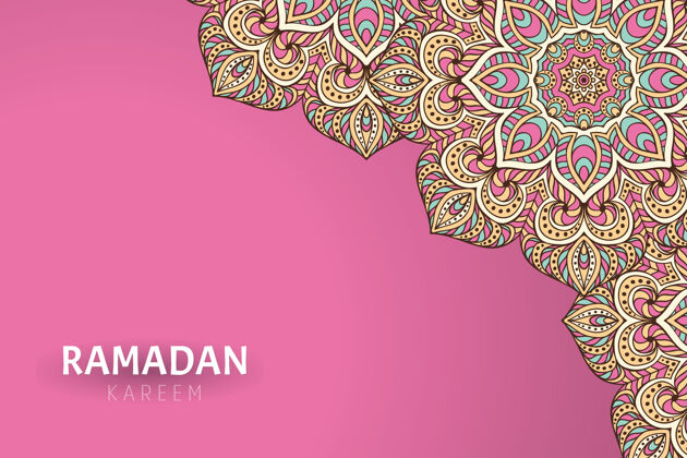 亚洲Ramadamkareem背景和曼荼罗装饰阿拉伯语东方框架