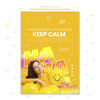 印刷模板国际快乐日传单附照片最快乐海报模板
