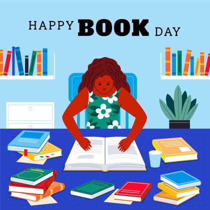 图书日平面世界图书日插画阅读世界图书和版权日故事