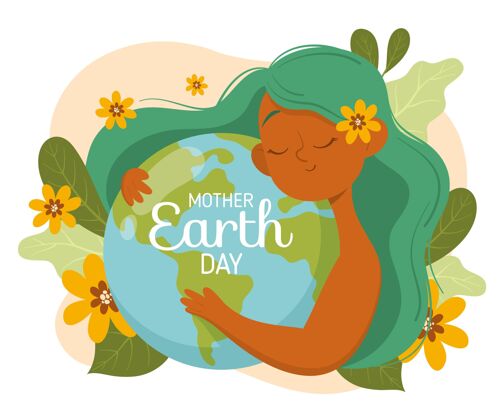 生态系统手绘地球母亲节插图地球母亲日生物圈手绘