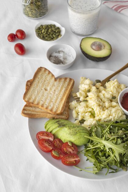 分类美味早餐的创意组合食物营养早上