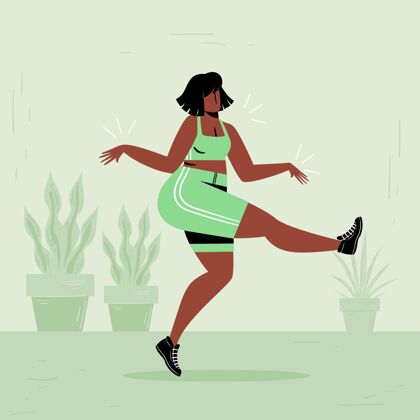 运动图文并茂的扁平舞健身在家女人舞蹈锻炼