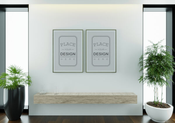 室内客厅模型中的海报框架海报客厅家具