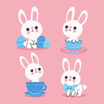 庆祝手绘复活节兔子系列帕夏复活节兔子兔子