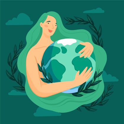 地球母亲手绘地球母亲节插图意识地球母亲日地球